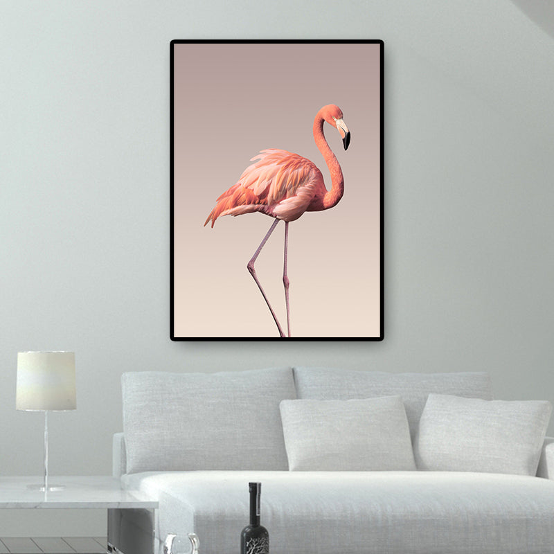 Flamingo Wall Decor in Pink Canvas Wall Art for Sitting Room, Textured Surface Clearhalo 'Art Gallery' 'Canvas Art' 'Contemporary Art Gallery' 'Modern' Arts' 1690509
