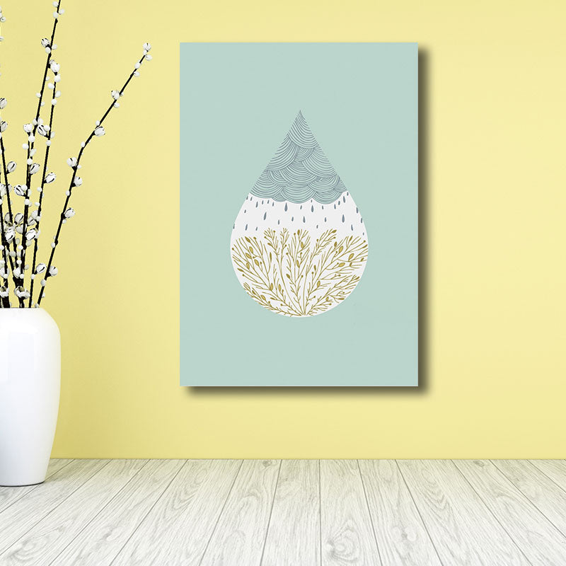 White Raindrop and Plant Canvas Decorative Nordic for Drawing Room Wall Art Decor Clearhalo 'Arts' 'Canvas Art' 1690529