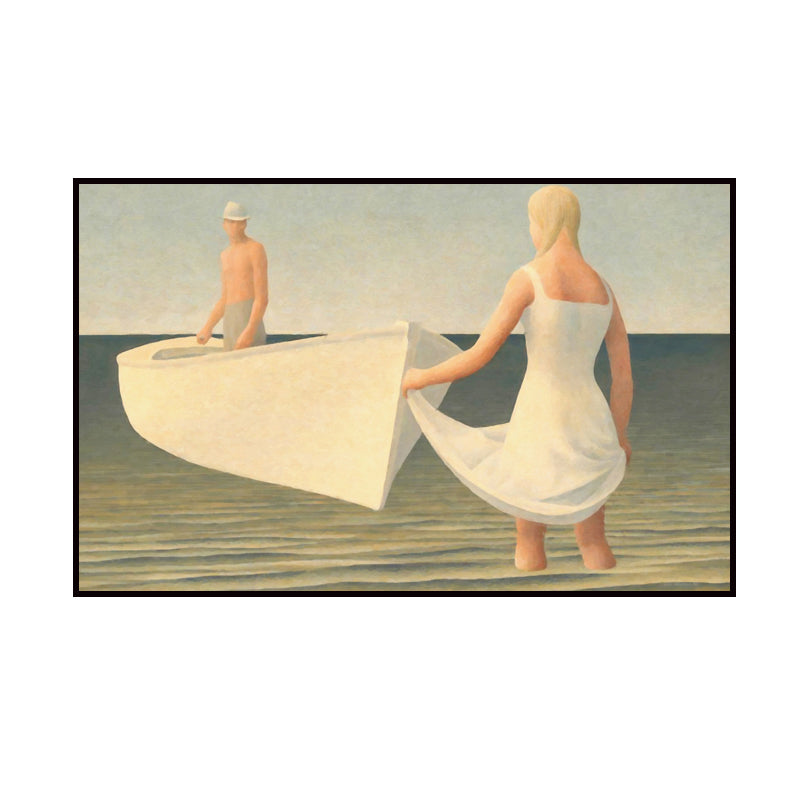 White Contemporary Canvas Boating Wall Art Print for Kitchen, Multiple Sizes Options Clearhalo 'Art Gallery' 'Canvas Art' 'Contemporary Art Gallery' 'Modern' Arts' 1690704