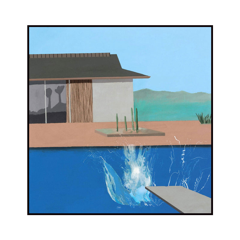 House and Swimming Pool Canvas Textured Contemporary Style for Boys Bedroom Painting Clearhalo 'Art Gallery' 'Canvas Art' 'Contemporary Art Gallery' 'Modern' Arts' 1690718