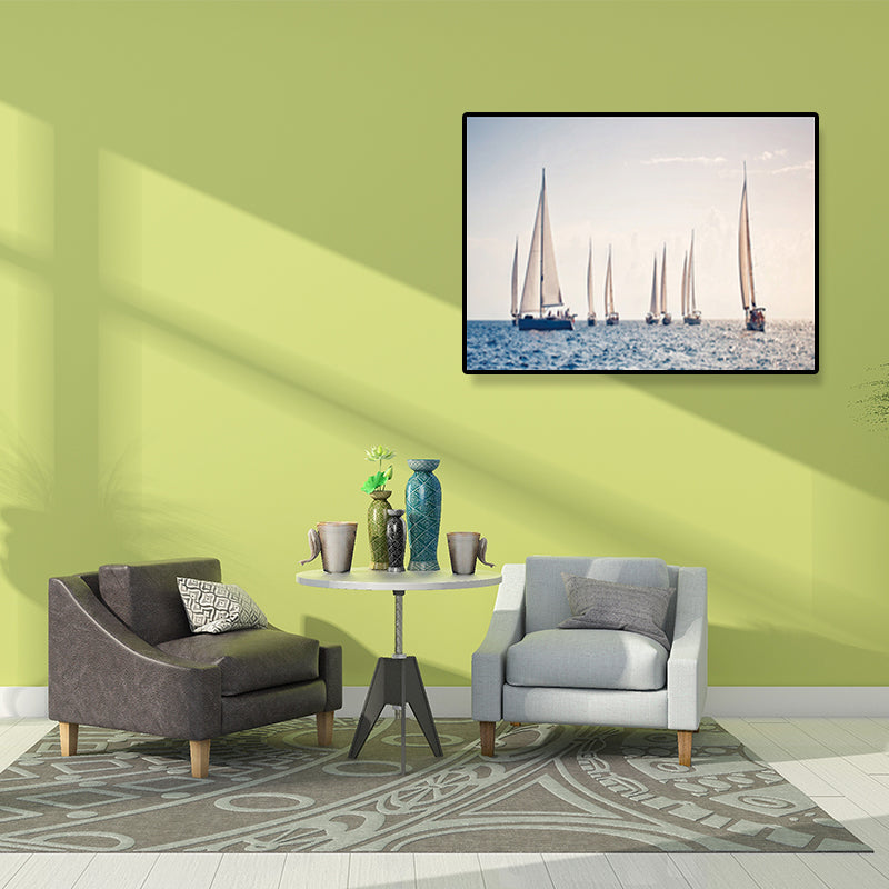 Textured Light Color Wall Decor Tropical Vehicle and Sea Canvas Prints for Sitting Room Clearhalo 'Art Gallery' 'Canvas Art' 'Contemporary Art Gallery' 'Modern' Arts' 1690827