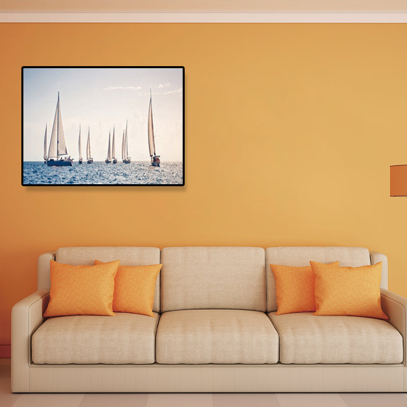 Textured Light Color Wall Decor Tropical Vehicle and Sea Canvas Prints for Sitting Room Clearhalo 'Art Gallery' 'Canvas Art' 'Contemporary Art Gallery' 'Modern' Arts' 1690828