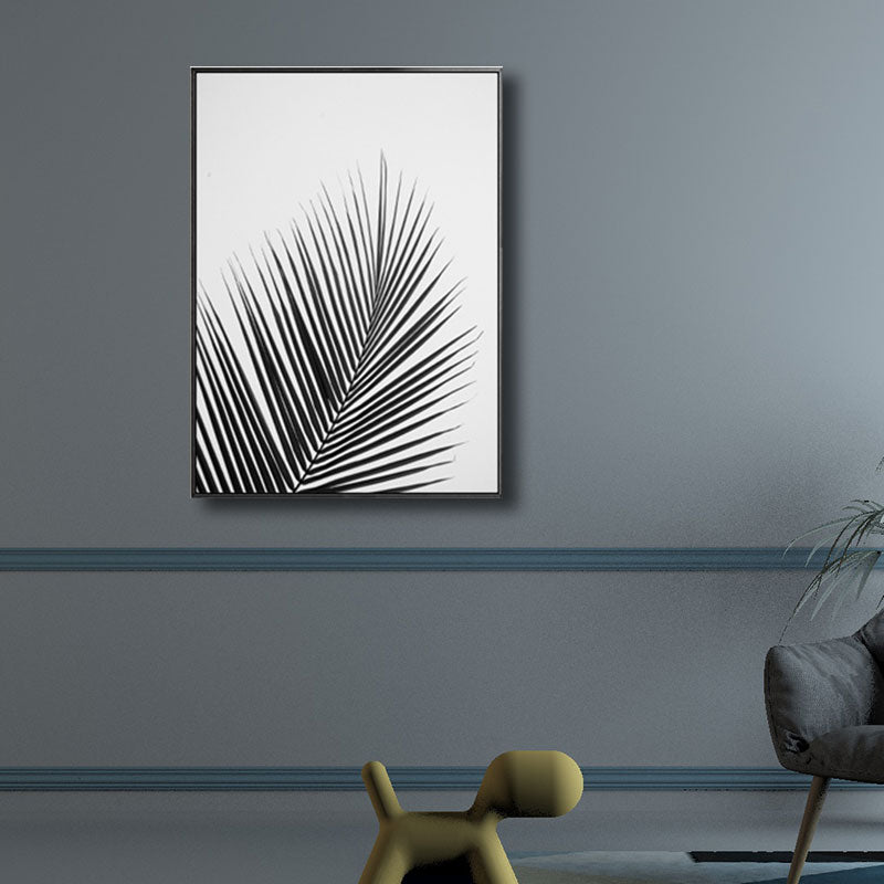 Palm Leave Wrapped Canvas for Living Room Plant Wall Art Print Black for Home Decor Clearhalo 'Art Gallery' 'Canvas Art' 'Contemporary Art Gallery' 'Modern' Arts' 1690845
