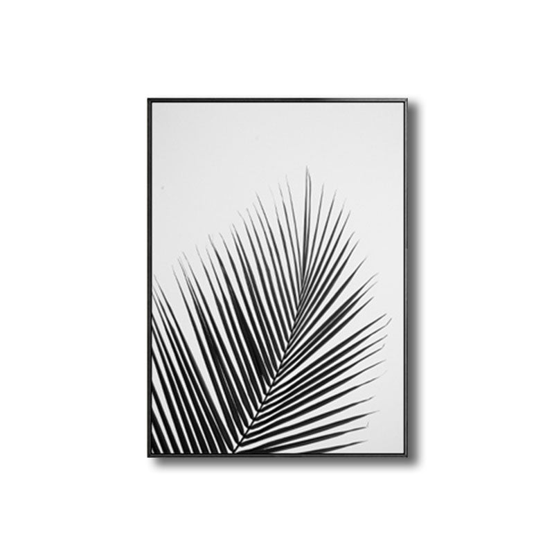 Palm Leave Wrapped Canvas for Living Room Plant Wall Art Print Black for Home Decor Clearhalo 'Art Gallery' 'Canvas Art' 'Contemporary Art Gallery' 'Modern' Arts' 1690847