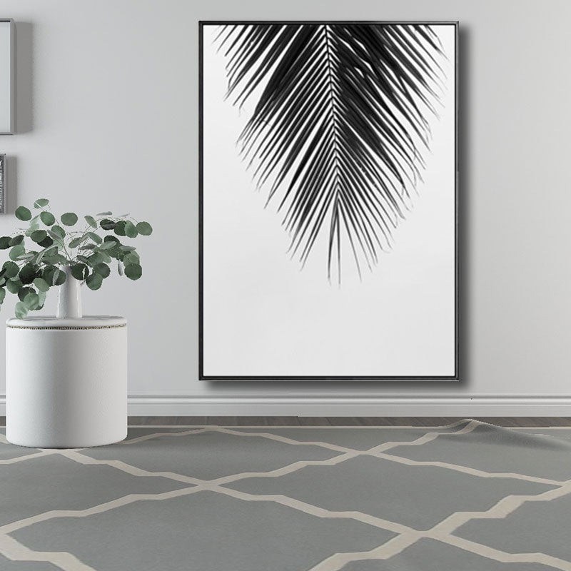 Palm Leave Wrapped Canvas for Living Room Plant Wall Art Print Black for Home Decor Black Design 2 Clearhalo 'Art Gallery' 'Canvas Art' 'Contemporary Art Gallery' 'Modern' Arts' 1690851