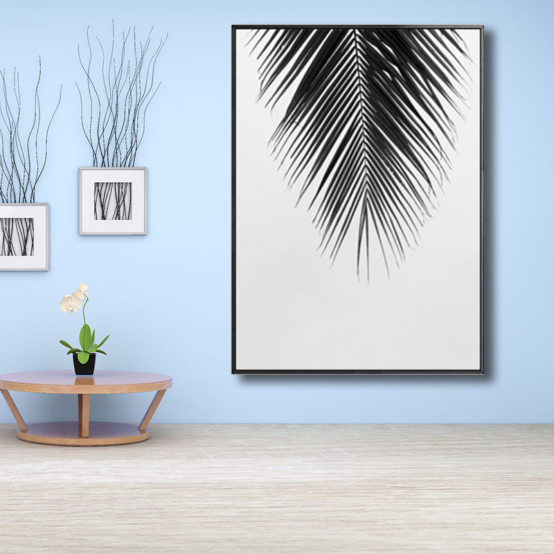 Palm Leave Wrapped Canvas for Living Room Plant Wall Art Print Black for Home Decor Clearhalo 'Art Gallery' 'Canvas Art' 'Contemporary Art Gallery' 'Modern' Arts' 1690852