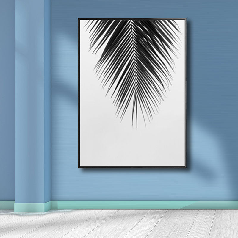 Palm Leave Wrapped Canvas for Living Room Plant Wall Art Print Black for Home Decor Clearhalo 'Art Gallery' 'Canvas Art' 'Contemporary Art Gallery' 'Modern' Arts' 1690853