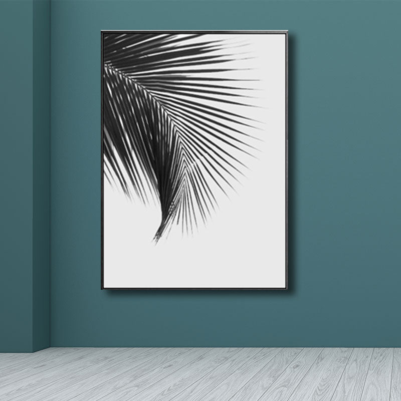 Palm Leave Wrapped Canvas for Living Room Plant Wall Art Print Black for Home Decor Black Design 3 Clearhalo 'Art Gallery' 'Canvas Art' 'Contemporary Art Gallery' 'Modern' Arts' 1690855