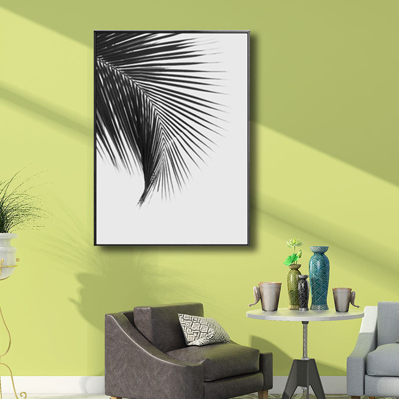 Palm Leave Wrapped Canvas for Living Room Plant Wall Art Print Black for Home Decor Clearhalo 'Art Gallery' 'Canvas Art' 'Contemporary Art Gallery' 'Modern' Arts' 1690856