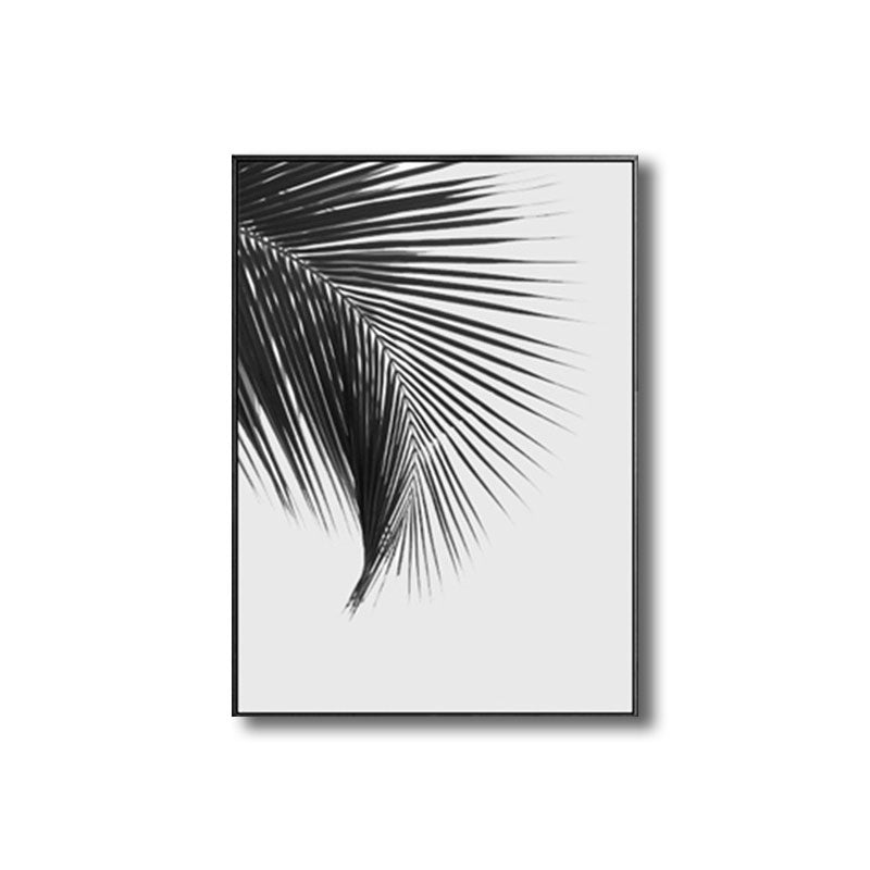 Palm Leave Wrapped Canvas for Living Room Plant Wall Art Print Black for Home Decor Clearhalo 'Art Gallery' 'Canvas Art' 'Contemporary Art Gallery' 'Modern' Arts' 1690858