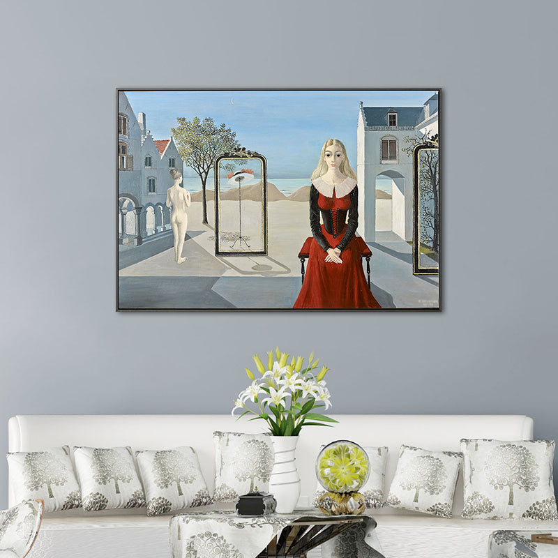Textured Maid and House Painting Contemporary Canvas Wall Art Print, Multiple Sizes Clearhalo 'Art Gallery' 'Canvas Art' 'Contemporary Art Gallery' 'Modern' Arts' 1690891