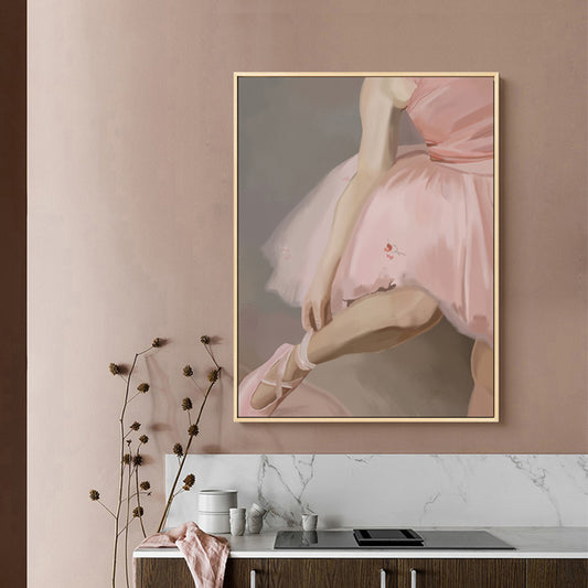 Pink Ballet Wall Art Dancer Vintage Textured Canvas Print for Girls Bedroom Clearhalo 'Arts' 'Canvas Art' 1690934