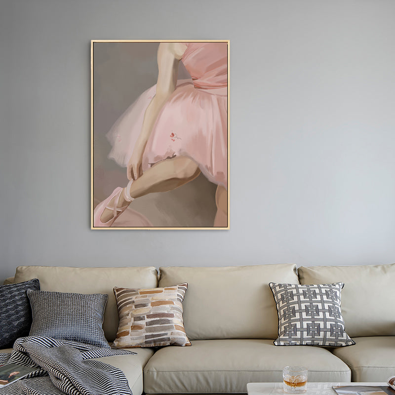 Pink Ballet Wall Art Dancer Vintage Textured Canvas Print for Girls Bedroom Clearhalo 'Arts' 'Canvas Art' 1690935