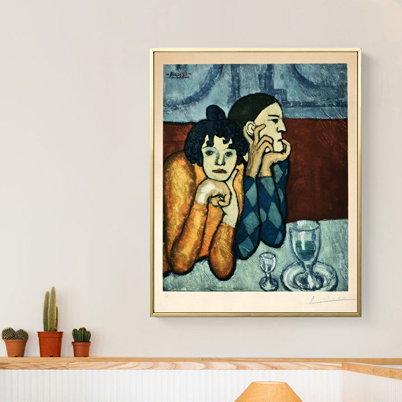 Cubism Pablo Picasso Painting Blue-Yellow Harlequin and His Companion Wall Art Blue Clearhalo 'Arts' 'Canvas Art' 1690940