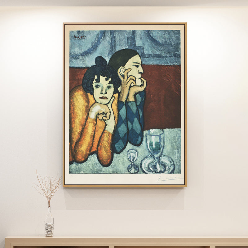 Cubism Pablo Picasso Painting Blue-Yellow Harlequin and His Companion Wall Art Clearhalo 'Arts' 'Canvas Art' 1690941