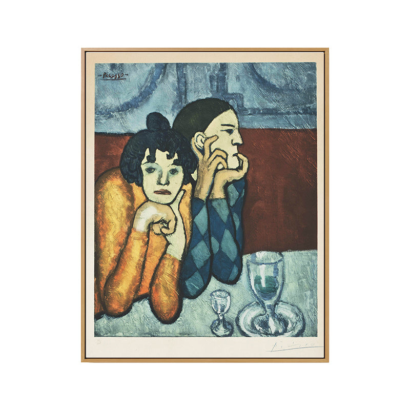 Cubism Pablo Picasso Painting Blue-Yellow Harlequin and His Companion Wall Art Clearhalo 'Arts' 'Canvas Art' 1690943