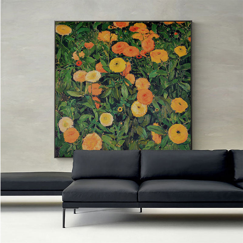 Contemporary Flower Blossom Painting in Orange Textured Wall Decor for Dining Room Clearhalo 'Art Gallery' 'Canvas Art' 'Contemporary Art Gallery' 'Modern' Arts' 1690997