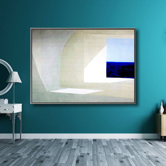Minimalist Window Sunlight Painting Print Canvas Textured White Wall Art for Home Clearhalo 'Art Gallery' 'Canvas Art' 'Contemporary Art Gallery' 'Modern' Arts' 1691017