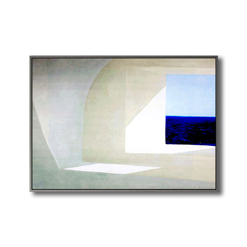 Minimalist Window Sunlight Painting Print Canvas Textured White Wall Art for Home Clearhalo 'Art Gallery' 'Canvas Art' 'Contemporary Art Gallery' 'Modern' Arts' 1691019
