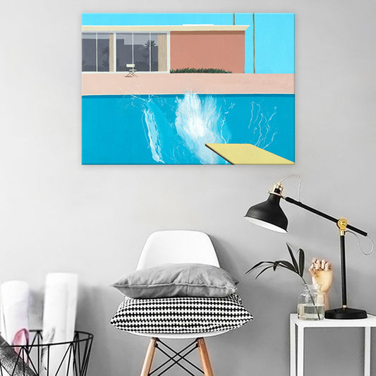 Building Wall Art Print Modern Relaxing Swimming Pool Wrapped Canvas in Blue for Study Room Blue Clearhalo 'Art Gallery' 'Canvas Art' 'Contemporary Art Gallery' 'Modern' Arts' 1691030
