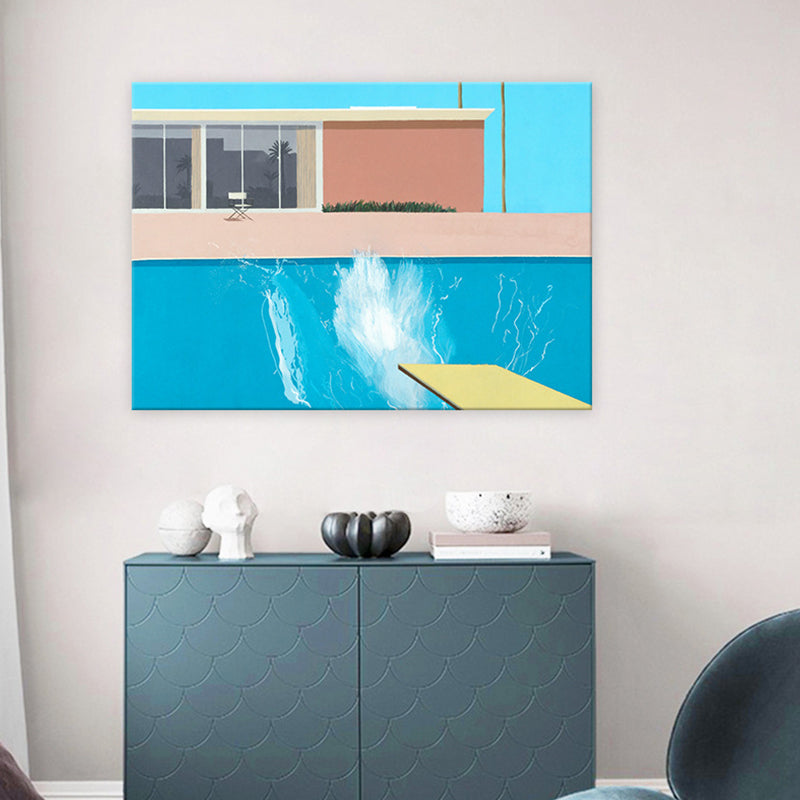 Building Wall Art Print Modern Relaxing Swimming Pool Wrapped Canvas in Blue for Study Room Clearhalo 'Art Gallery' 'Canvas Art' 'Contemporary Art Gallery' 'Modern' Arts' 1691031