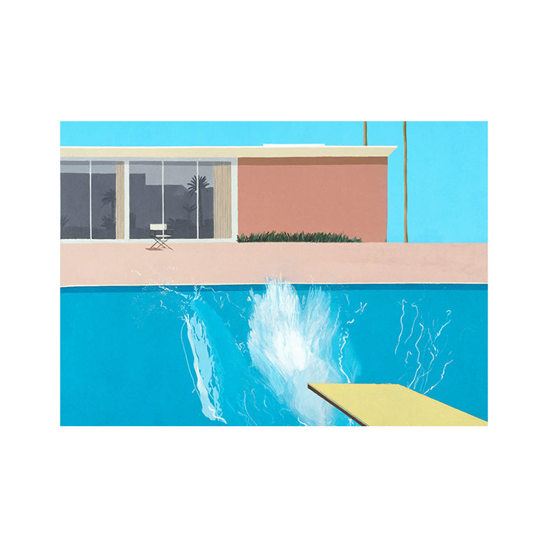 Building Wall Art Print Modern Relaxing Swimming Pool Wrapped Canvas in Blue for Study Room Clearhalo 'Art Gallery' 'Canvas Art' 'Contemporary Art Gallery' 'Modern' Arts' 1691033