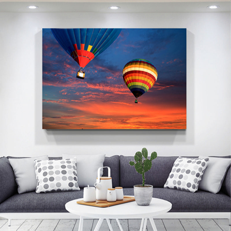 Blue Hot Air Balloon Canvas Print Decorative Modernist for Parlor Wall Art Decor Blue Clearhalo 'Art Gallery' 'Canvas Art' 'Contemporary Art Gallery' 'Modern' Arts' 1691085