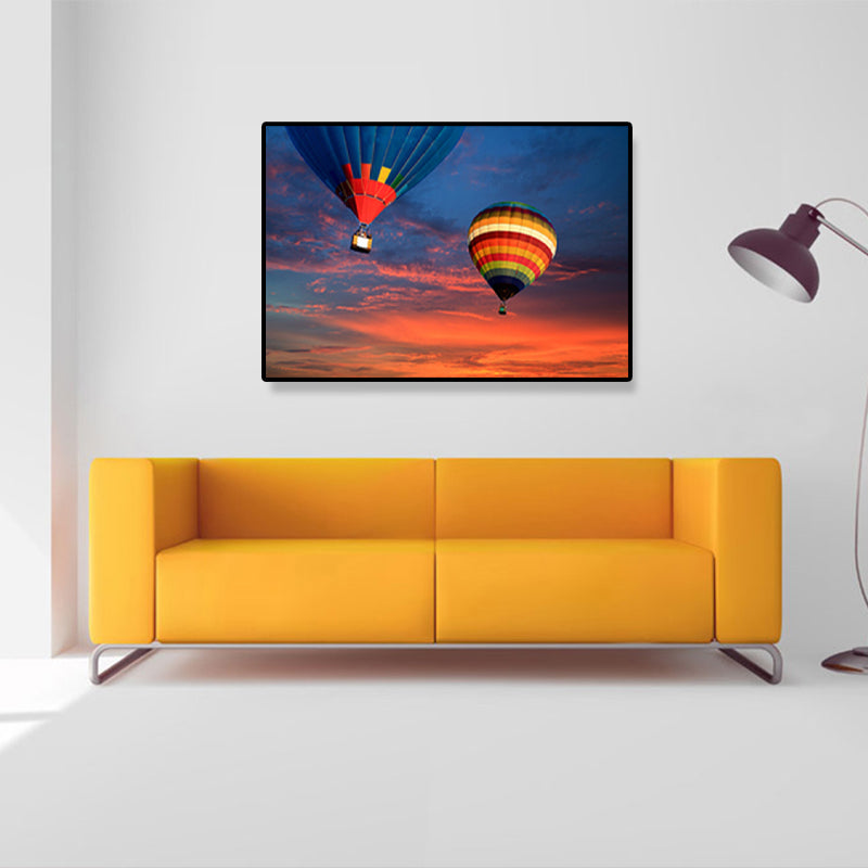 Blue Hot Air Balloon Canvas Print Decorative Modernist for Parlor Wall Art Decor Clearhalo 'Art Gallery' 'Canvas Art' 'Contemporary Art Gallery' 'Modern' Arts' 1691086