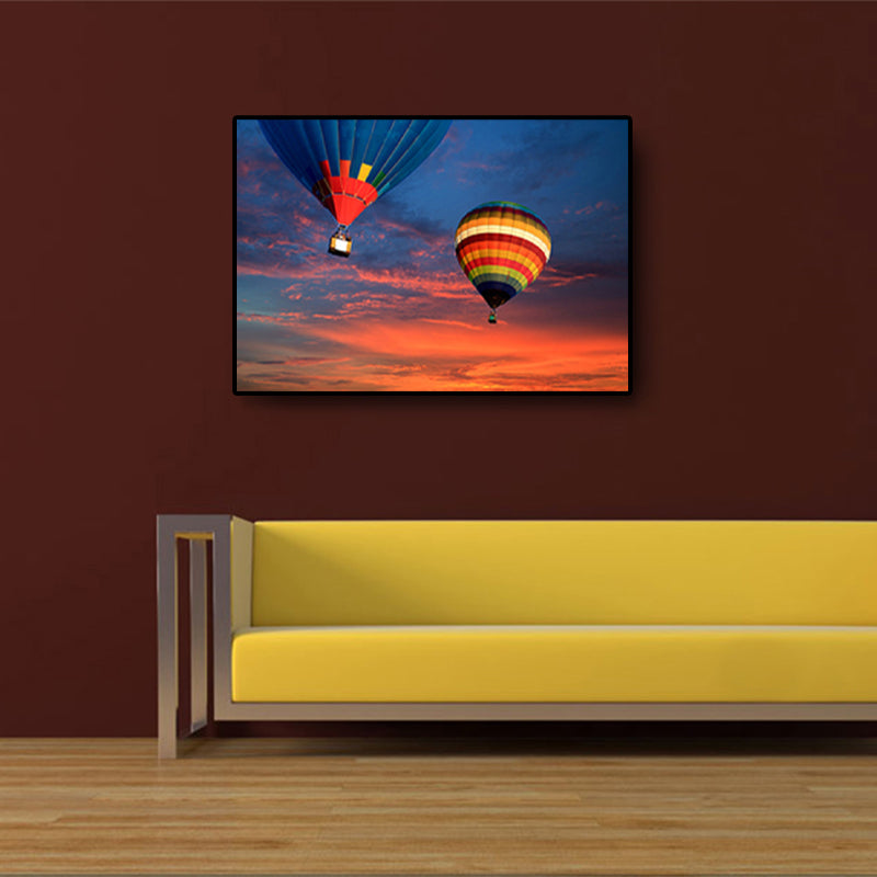 Blue Hot Air Balloon Canvas Print Decorative Modernist for Parlor Wall Art Decor Clearhalo 'Art Gallery' 'Canvas Art' 'Contemporary Art Gallery' 'Modern' Arts' 1691087