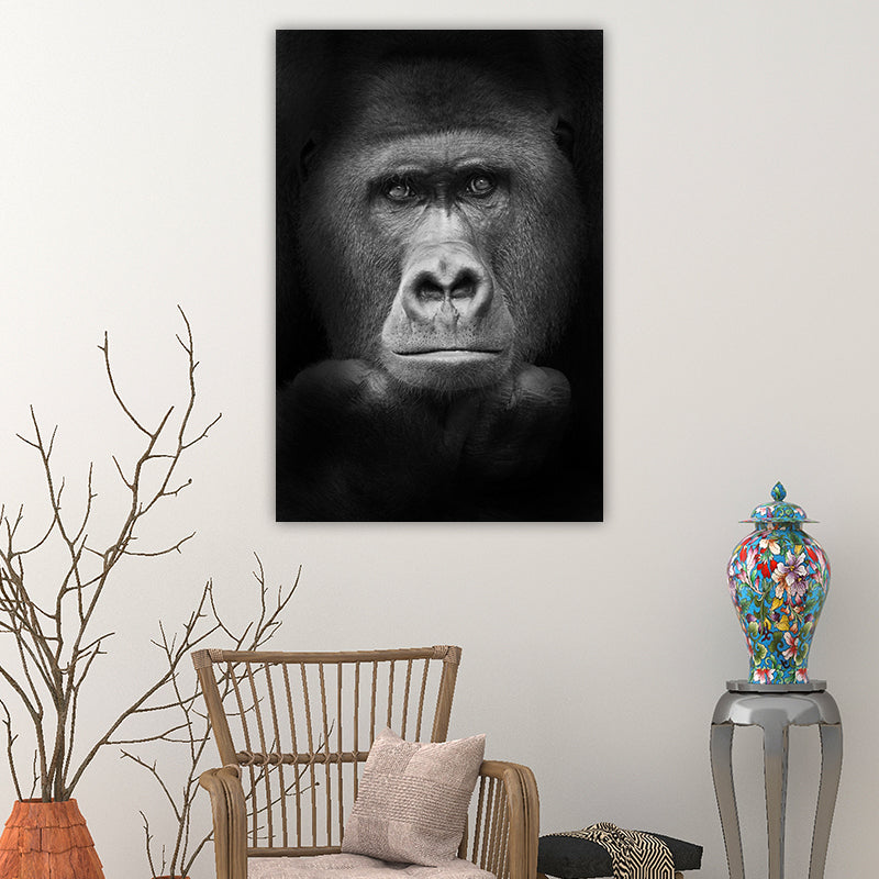 Tropical African Animal Wall Decor Canvas Textured Dark Color Wall Art for Dorm Clearhalo 'Art Gallery' 'Canvas Art' 'Contemporary Art Gallery' 'Modern' Arts' 1691151