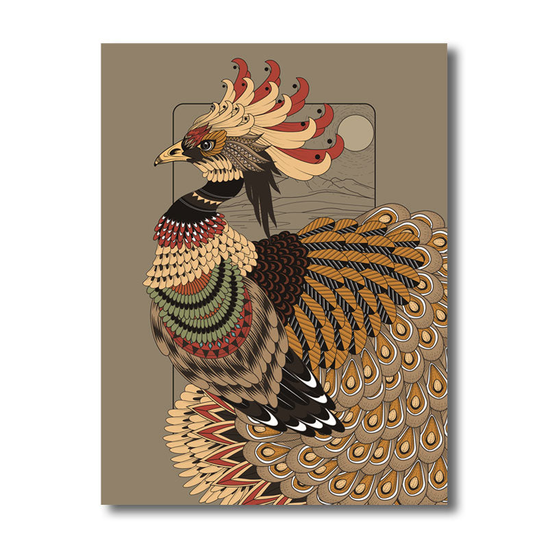 Owl Wall Art Print Bohemian Beautiful Peacock Canvas in Brown, Multiple Size Options Clearhalo 'Arts' 'Canvas Art' 1691203