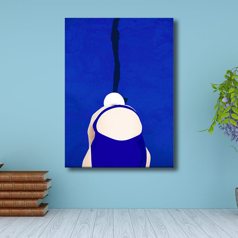 Blue Swimmer Canvas Print Sport Scandinavian Home Wall Art Decor for Sitting Room Blue Clearhalo 'Arts' 'Canvas Art' 1691215