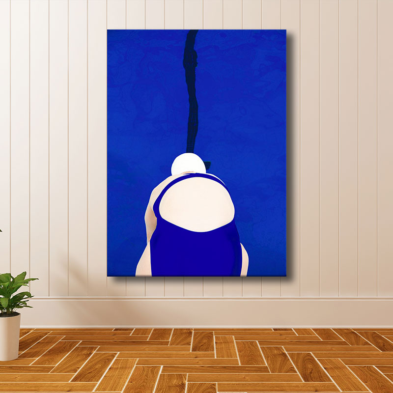 Blue Swimmer Canvas Print Sport Scandinavian Home Wall Art Decor for Sitting Room Clearhalo 'Arts' 'Canvas Art' 1691216