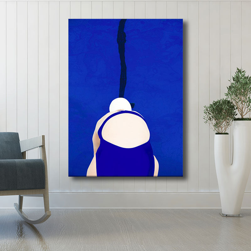 Blue Swimmer Canvas Print Sport Scandinavian Home Wall Art Decor for Sitting Room Clearhalo 'Arts' 'Canvas Art' 1691217