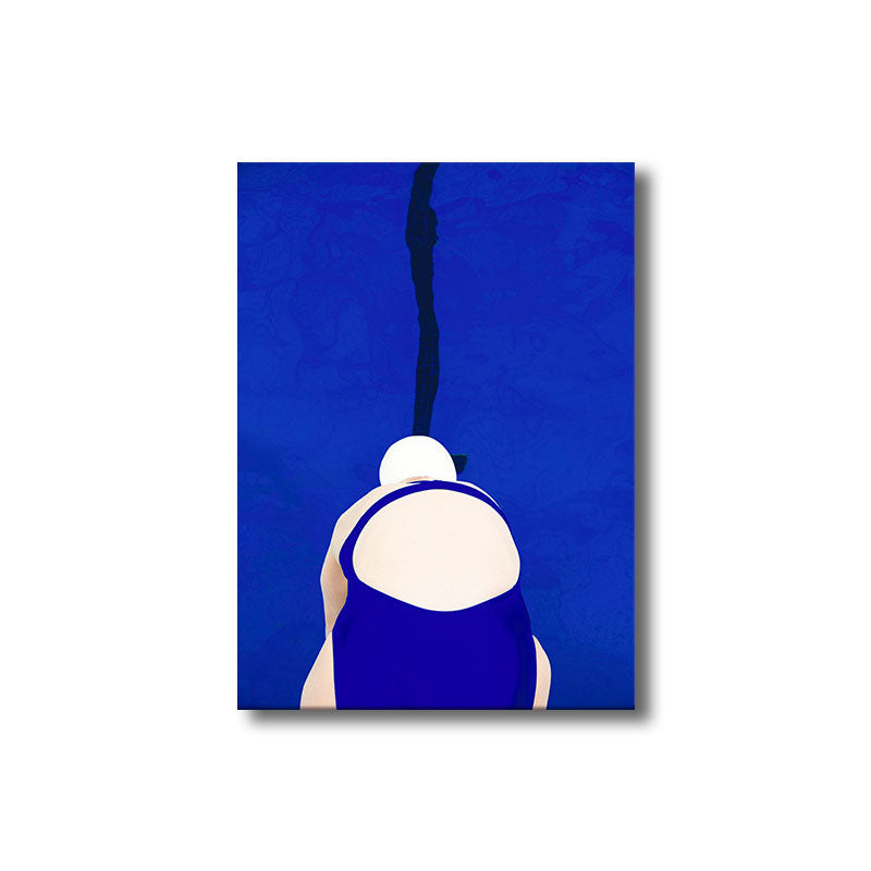 Blue Swimmer Canvas Print Sport Scandinavian Home Wall Art Decor for Sitting Room Clearhalo 'Arts' 'Canvas Art' 1691218