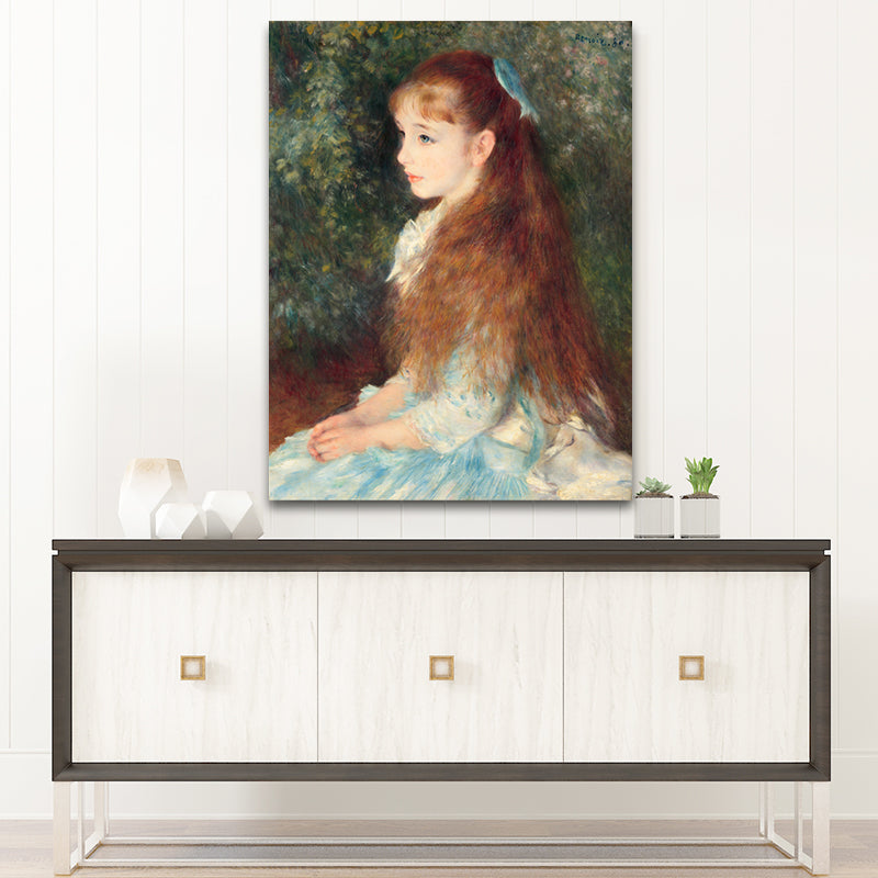 Blue Impressionist Canvas Painting Print Renoir the Young Girl Elaine Wall Art for Dining Room Blue Clearhalo 'Arts' 'Canvas Art' 1691289