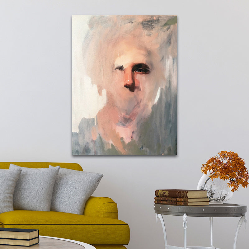 Grey Neo-Figurative Canvas Print Emilio Villalba Man Portrait Wall Art for Home Clearhalo 'Art Gallery' 'Canvas Art' 'Contemporary Art Gallery' 'Modern' Arts' 1691304