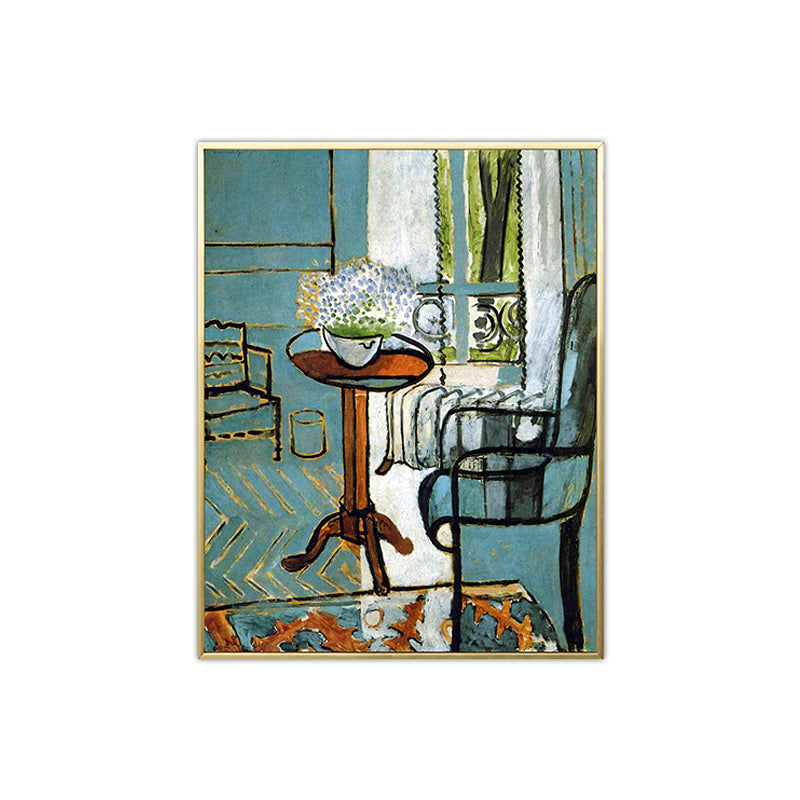 Henri Matisse Flowers Painting for Bedroom Still Life Wall Art in Green, Textured Clearhalo 'Arts' 'Canvas Art' 1691353