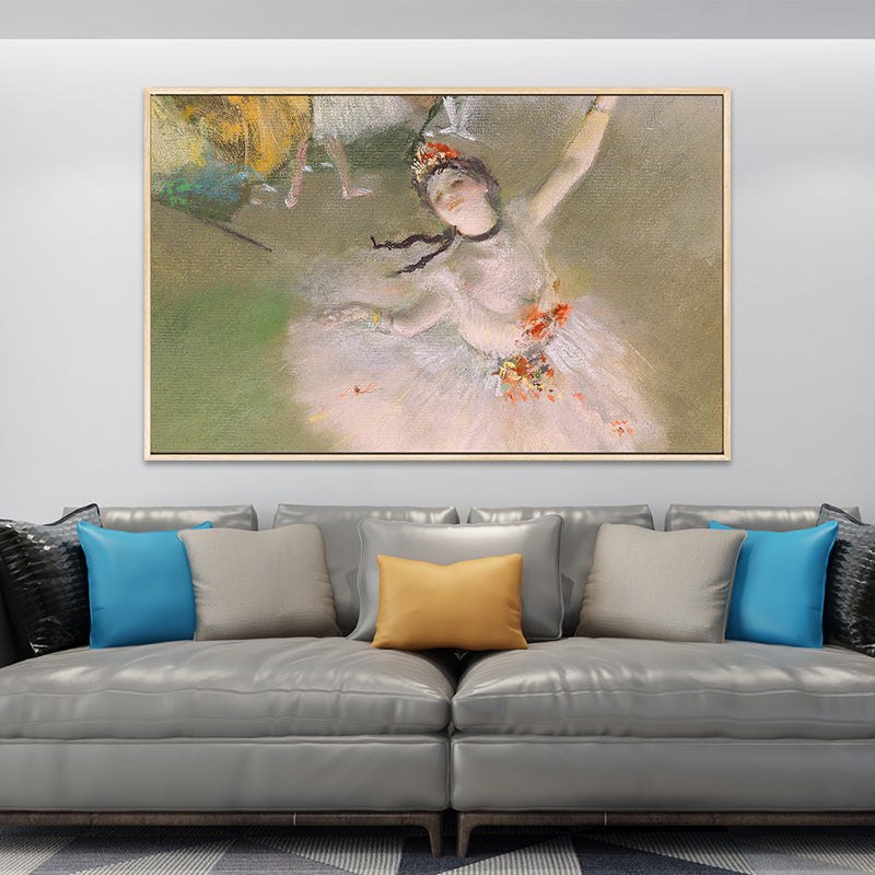 Degas Dancing Ballerina Painting in White Retro Style Wall Art Print for Bedroom White Clearhalo 'Arts' 'Canvas Art' 1691364