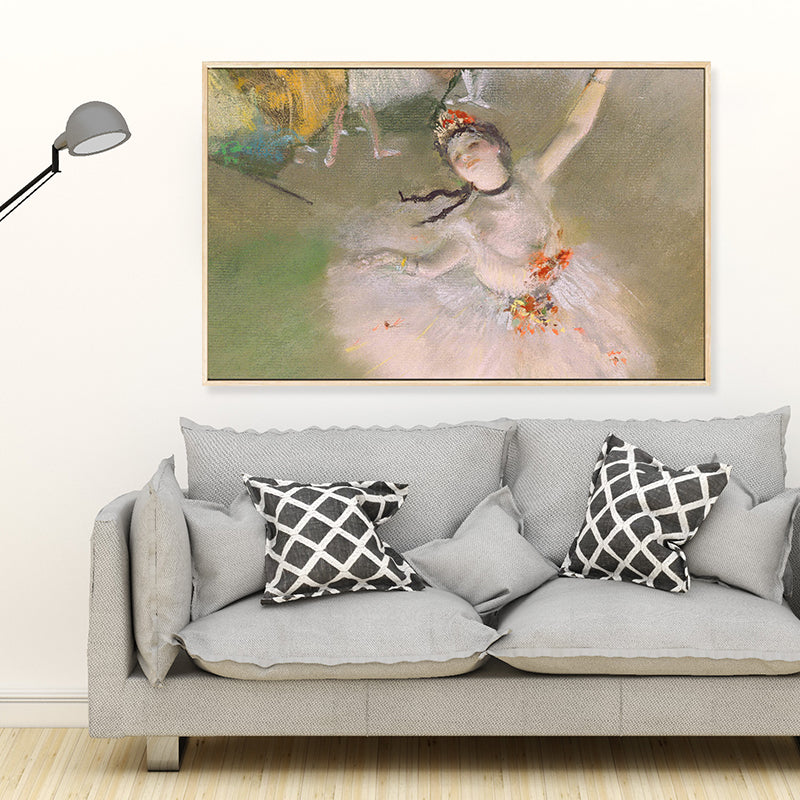 Degas Dancing Ballerina Painting in White Retro Style Wall Art Print for Bedroom Clearhalo 'Arts' 'Canvas Art' 1691366