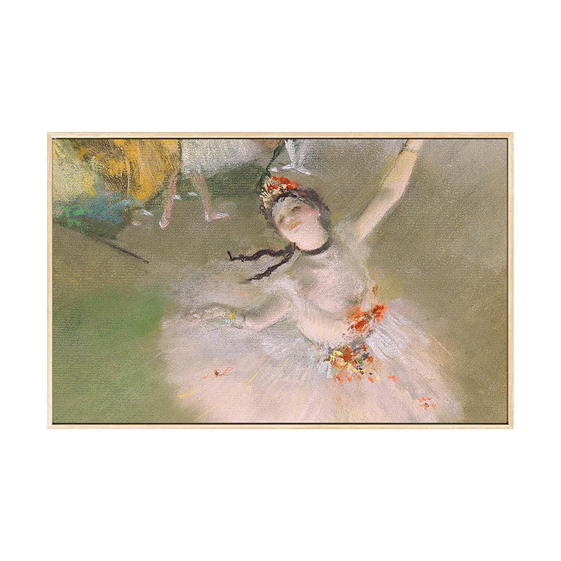 Degas Dancing Ballerina Painting in White Retro Style Wall Art Print for Bedroom Clearhalo 'Arts' 'Canvas Art' 1691367