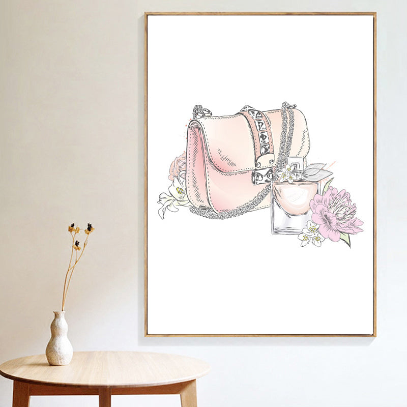 Pink Lady Bag Wrapped Canvas Decorative Victorian for Drawing Room Wall Art Print Pink Clearhalo 'Arts' 'Canvas Art' 1691399