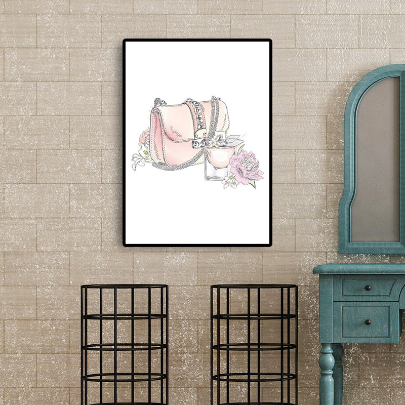 Pink Lady Bag Wrapped Canvas Decorative Victorian for Drawing Room Wall Art Print Clearhalo 'Arts' 'Canvas Art' 1691401