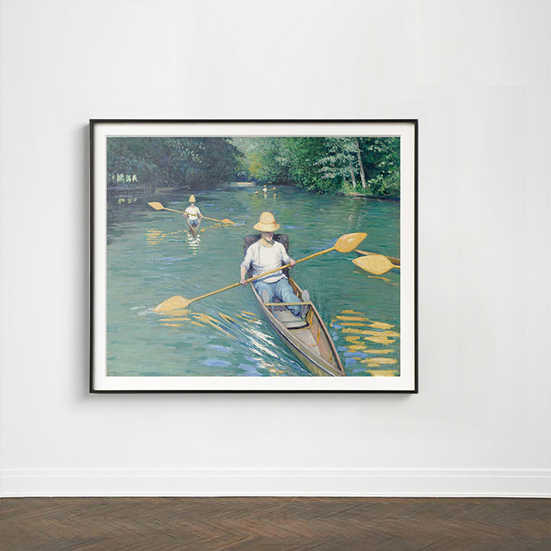 Green Boating Canvas Textured Wall Art Print for Boys Bedroom, Multiple Sizes Options Clearhalo 'Art Gallery' 'Canvas Art' 'Contemporary Art Gallery' 'Modern' Arts' 1691558