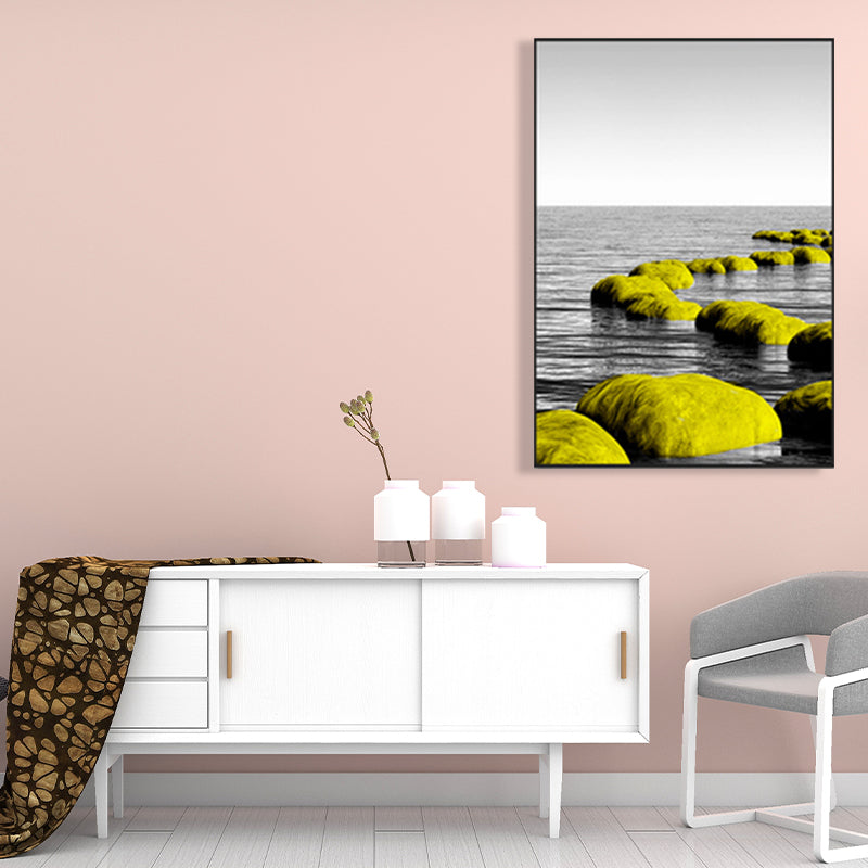 Soft Color Sea View Canvas Prints Scenery Modernist Home Wall Art Decor for Drawing Room Yellow Clearhalo 'Art Gallery' 'Canvas Art' 'Contemporary Art Gallery' 'Modern' Arts' 1691574