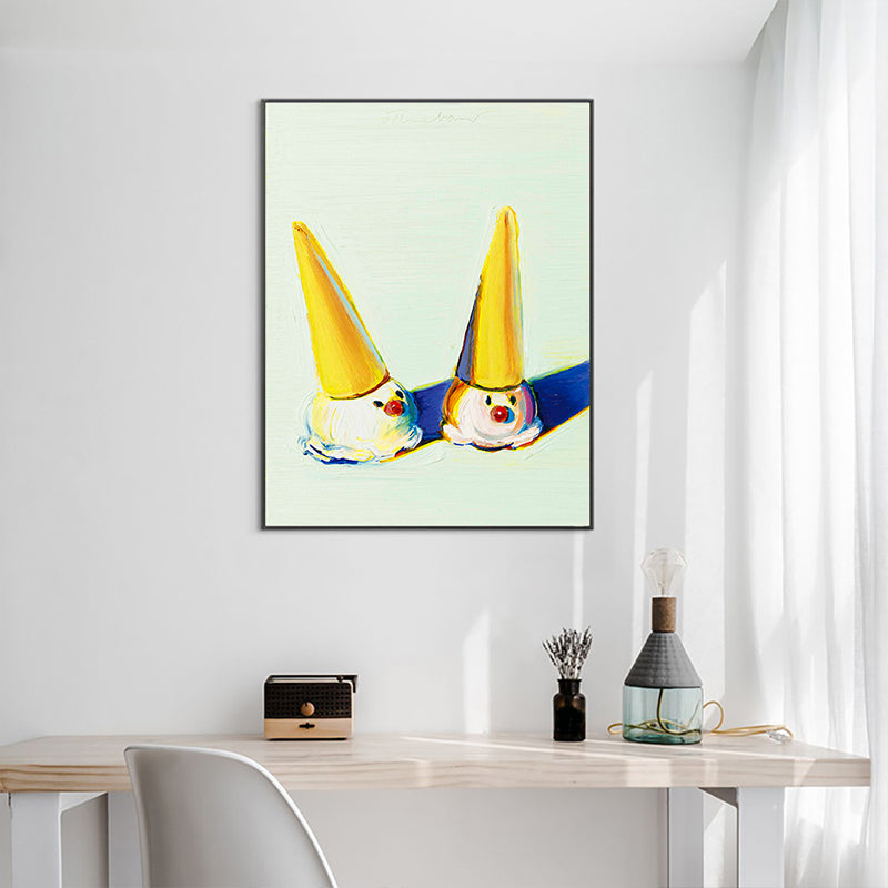 Ice Cream Painting Yellow Canvas Materials Wall Art Print Textured, Multiple Sizes Clearhalo 'Art Gallery' 'Canvas Art' 'Contemporary Art Gallery' 'Modern' Arts' 1691615