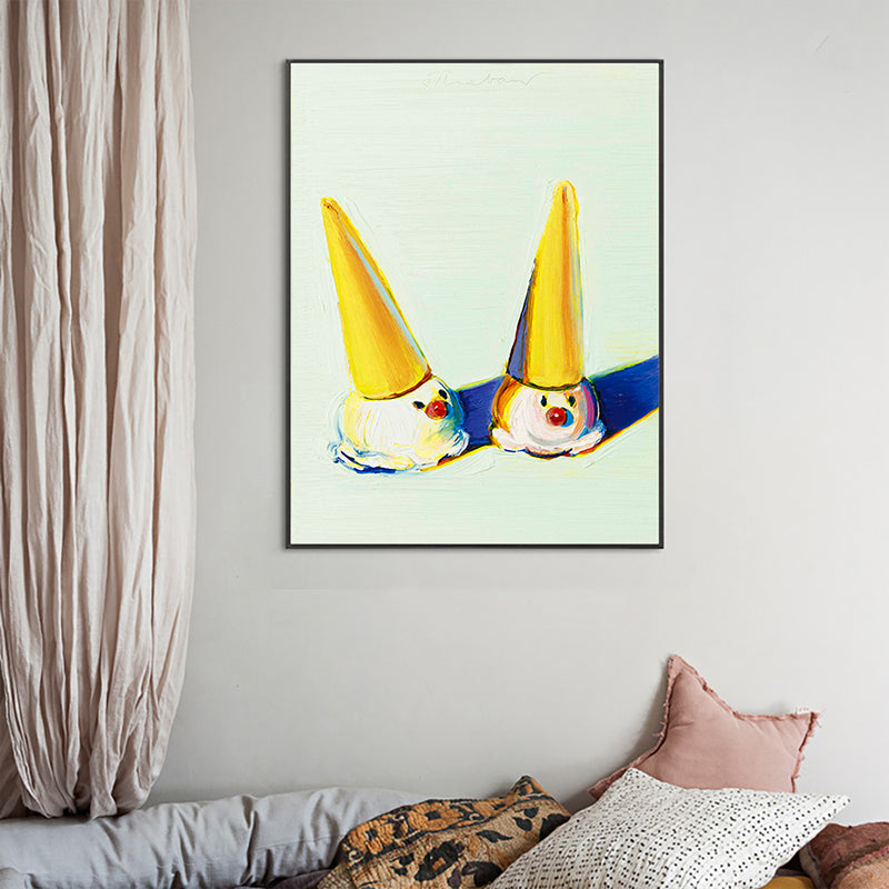 Ice Cream Painting Yellow Canvas Materials Wall Art Print Textured, Multiple Sizes Clearhalo 'Art Gallery' 'Canvas Art' 'Contemporary Art Gallery' 'Modern' Arts' 1691616
