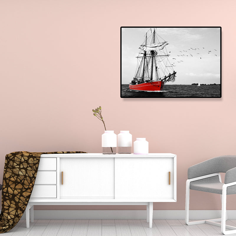 Home Decor Sailboat Wall Art Print Canvas Contemporary Paintings for Living Room Grey Clearhalo 'Art Gallery' 'Canvas Art' 'Contemporary Art Gallery' 'Modern' Arts' 1691621