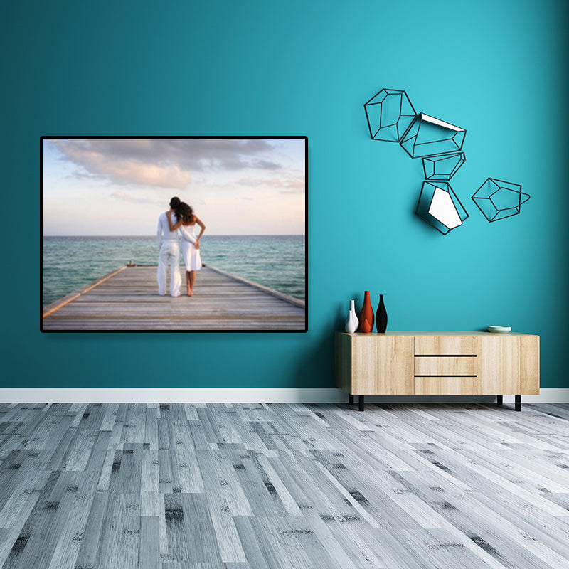 Light Color Lovers Wrapped Canvas Human Modern Decorative Wall Art Print for Bedroom Blue Clearhalo 'Art Gallery' 'Canvas Art' 'Contemporary Art Gallery' 'Modern' Arts' 1691658