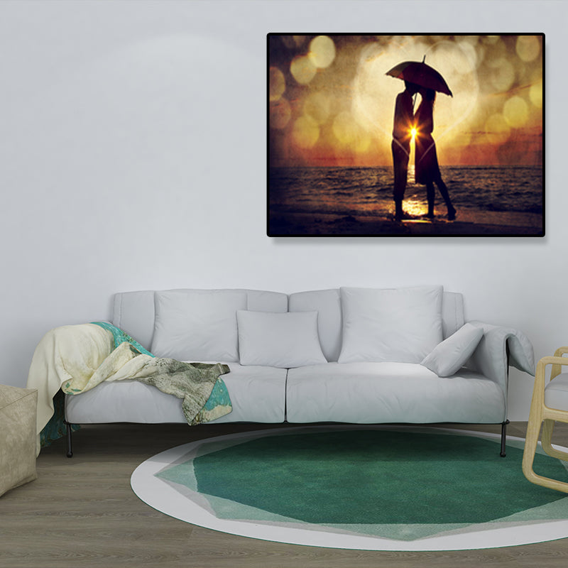 Light Color Lovers Wrapped Canvas Human Modern Decorative Wall Art Print for Bedroom Brown Clearhalo 'Art Gallery' 'Canvas Art' 'Contemporary Art Gallery' 'Modern' Arts' 1691667